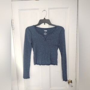 Juniors SO Blue Long Sleeve Crop Top